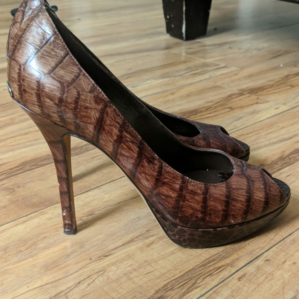 Brown alligator print Dior heels